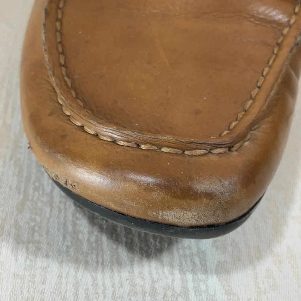 Enzo Angiolini Brown Leather Loafers with Buckle Detail-Size 6M